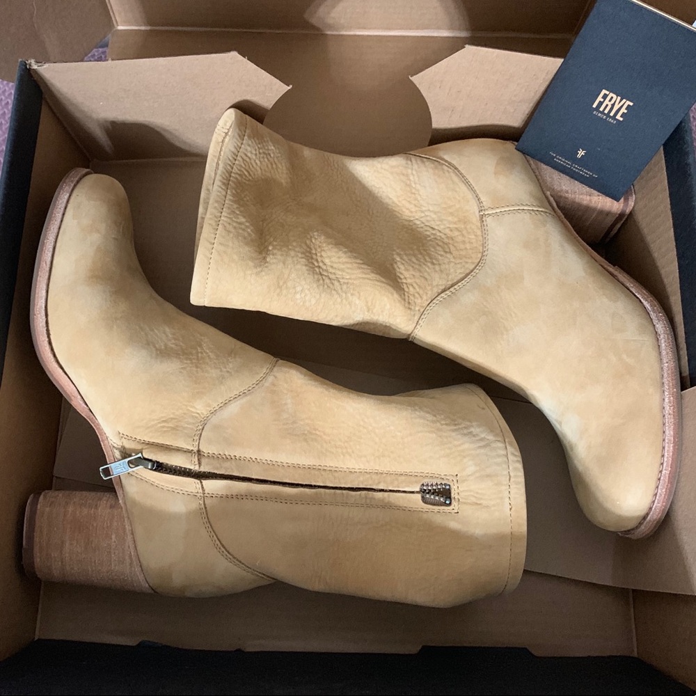 Frye Tan Leather Ankle Boots